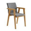 Ver imagem 4 de Kit 6 Cadeiras com Braço para Sala de Jantar Pés Madeira Maciça Flora Cinza/Cinamomo/Linho Prata