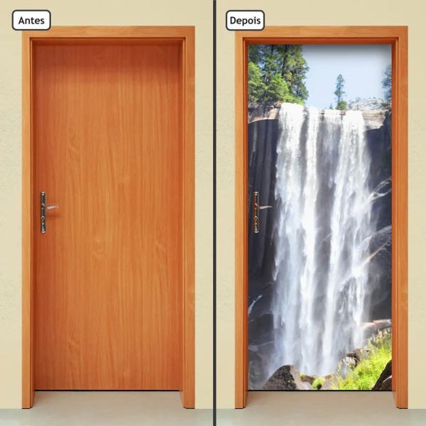 Adesivo Decorativo de Porta - Cachoeira - 753cnpt - 1