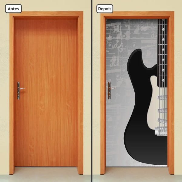 Adesivo Decorativo de Porta - Guitarra - 443cnpt - 1