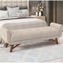 Ver imagem 2 de Puff Recamier Decorativo com Pés em Madeira 140 cm Itália P05 Linho Creme - Lyam Decor