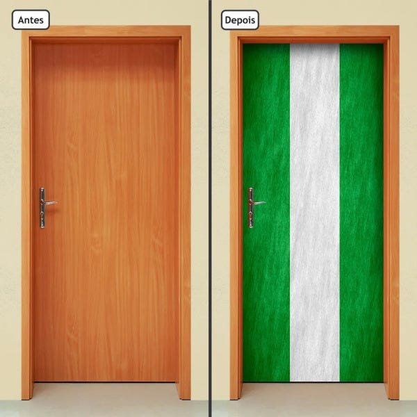 Adesivo Decorativo de Porta - Bandeira Nigéria - 1899cnpt - 1