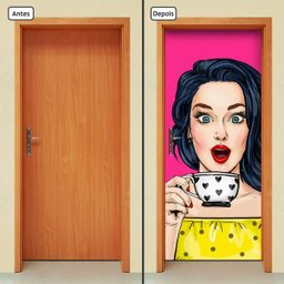 Adesivo Decorativo de Porta - Pin-up - Café - 1950cnpt - 1 Adesivo Decorativo de Porta - Pin-up - Café - 1950cnpt - 1