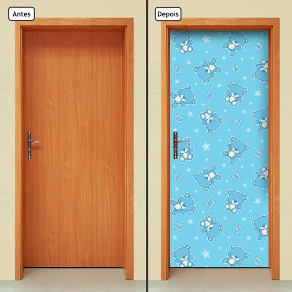 Adesivo Decorativo de Porta - Ursinhos - Infantil - 1931cnpt - 1