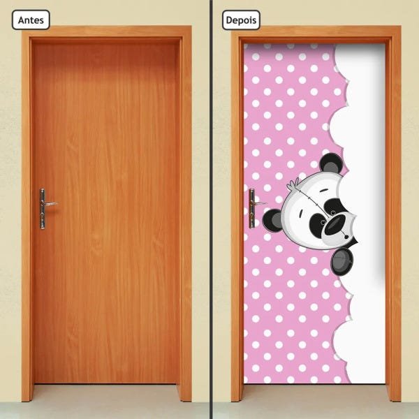 Adesivo Decorativo de Porta - Panda - Infantil - 2028cnpt - 1