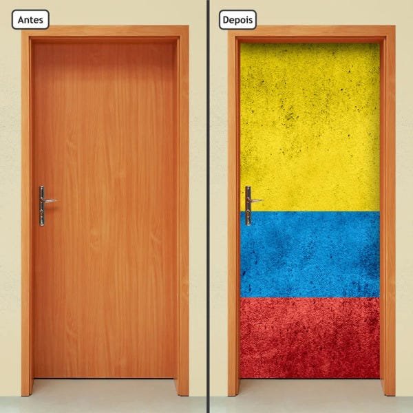 Adesivo Decorativo de Porta - Bandeira Colômbia - 1891cnpt - 1
