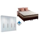 Ver imagem 1 de Cama Box Casal + Colchão Classic + Guarda Roupa Master Vip 8.4 Branco