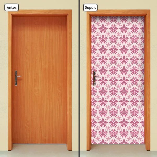 Adesivo Decorativo de Porta - Flores - 707cnpt - 1