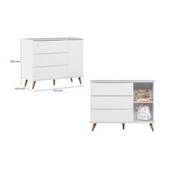 Jogo de Quarto para Bebê Lunna Retrô Guarda Roupa, Cômoda e Berço - Peternella Móveis - 4