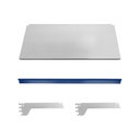 Ver imagem 3 de Bandeja Prateleira Ponta Com Reforço 30x73 Gôndolas New Plus com Porta Etiqueta Azul - SA Gô