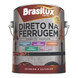 BRASILUX ESMALTE SECAGEM RAPIDA - DIRETO NA FERRUGEM BRANCO BRILHANTE 3,6 LITROS TINTA ESMALTE PARA  - 1