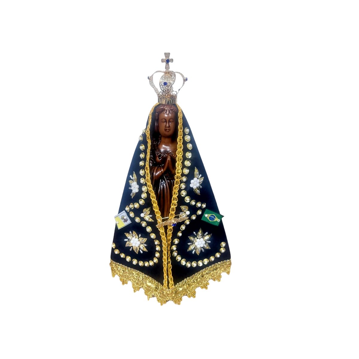 Imagem N. Sra. Aparecida 15cm Completa Facsimile Marrom