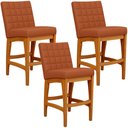 Ver imagem 1 de Kit 03 Banquetas Baixa Cozinha Bancada Bar Sala Jantar Fixa Mila L02 Tecido Terracota - Lyam Decor B