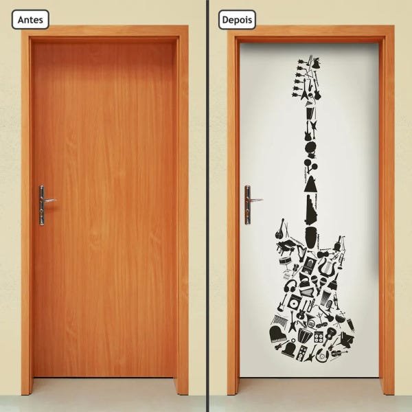 Adesivo Decorativo de Porta - Guitarra - 1420cnpt - 1