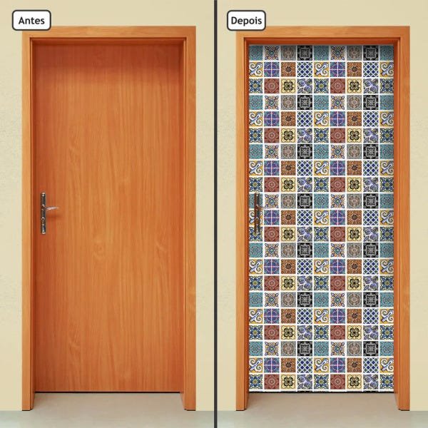 Adesivo Decorativo de Porta - Ladrilho Hidráulico - 027cnpt - 1