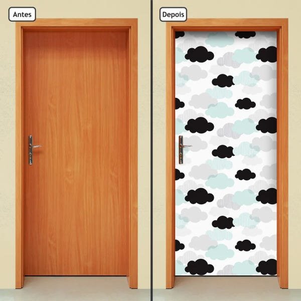 Adesivo Decorativo de Porta - Nuvens - Infantil - 1705cnpt - 1