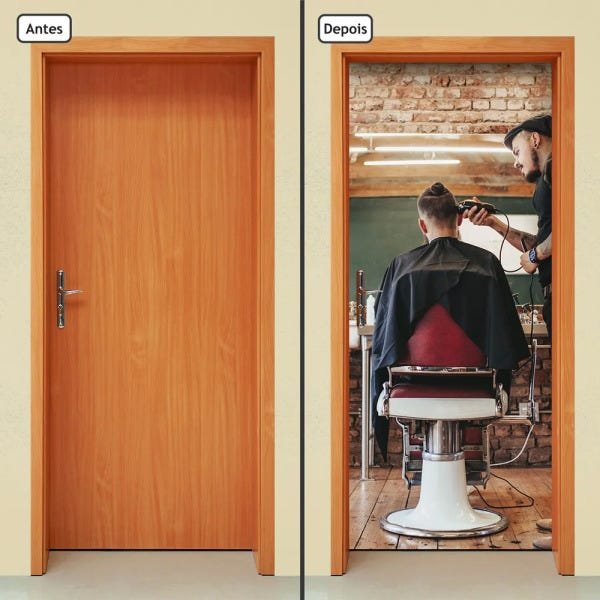 Adesivo Decorativo de Porta - Barbearia - 1744cnpt - 1