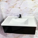 Ver imagem 2 de Kit Lavatório Pia Topazio 60cm com Gabinete Suspenso Preto Instala Fácil - Quanta