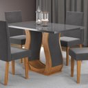 Ver imagem 2 de Mesa de Jantar 4 Lugares Retangular Tampo de Vidro e MDP Inovare Cinza/Mel/Grafite