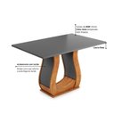 Ver imagem 5 de Mesa de Jantar 4 Lugares Retangular Tampo de Vidro e MDP Inovare Cinza/Mel/Grafite
