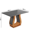 Ver imagem 3 de Mesa de Jantar 4 Lugares Retangular Tampo de Vidro e MDP Inovare Cinza/Mel/Grafite