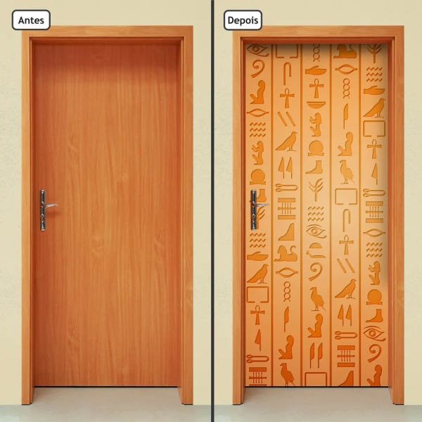 Adesivo Decorativo de Porta - Hieróglifo - 1390cnpt - 1