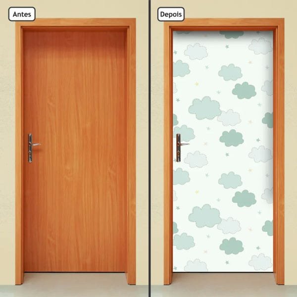 Adesivo Decorativo de Porta - Nuvens - Infantil - 1477cnpt - 1