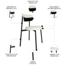 Ver imagem 3 de Cadeira de Jantar Estofada Kit 4 Nyka M25 Linho Palha/preto - Mpozenato
