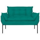 Ver imagem 5 de Poltrona Sofá Luxo Base Metal Preto Recepção Escritório Cor:azul Turquesa