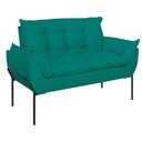Ver imagem 4 de Poltrona Sofá Luxo Base Metal Preto Recepção Escritório Cor:azul Turquesa