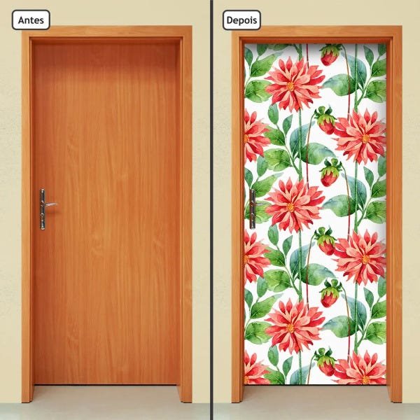 Adesivo Decorativo de Porta - Flores - 327cnpt - 1