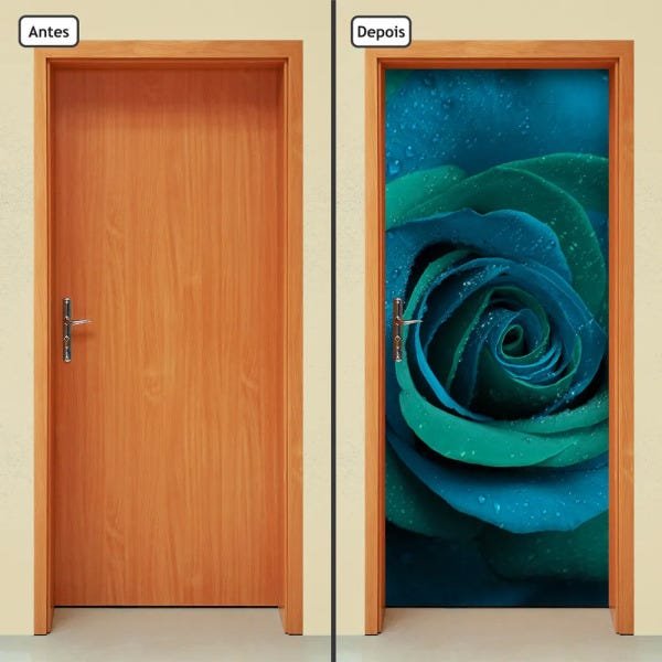 Adesivo Decorativo de Porta - Rosa - Flor - 381cnpt - 1