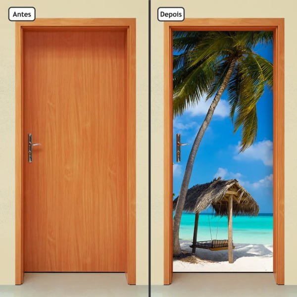 Adesivo Decorativo de Porta - Praia - Mar - 272cnpt - 1