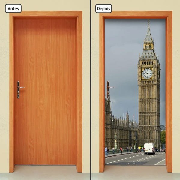 Adesivo Decorativo de Porta - Big Ben - Londres - 1150cnpt - 1