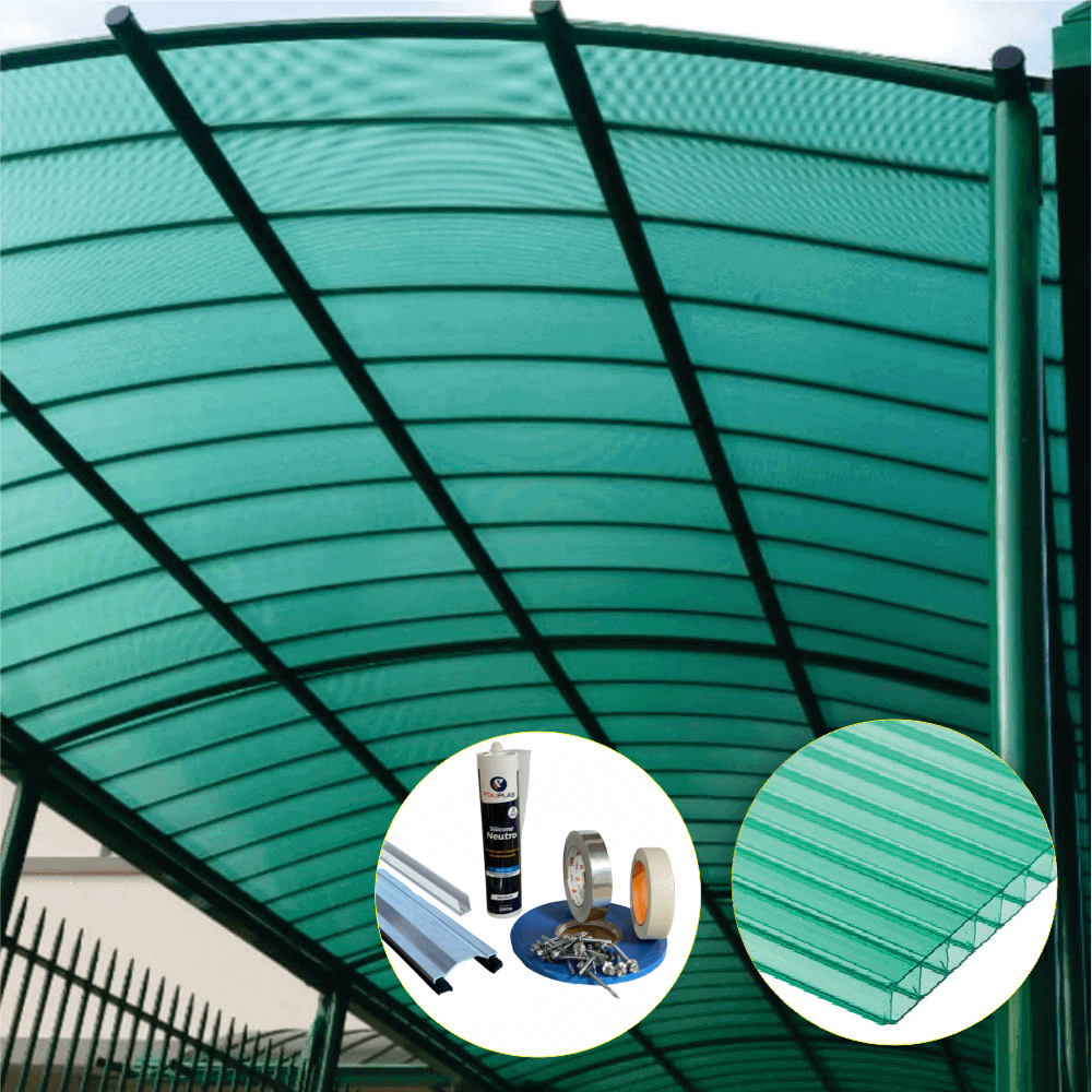 Ver imagem 3 de Cobertura Policarbonato Alveolar 8,00m x 3,00m Verde 4mm