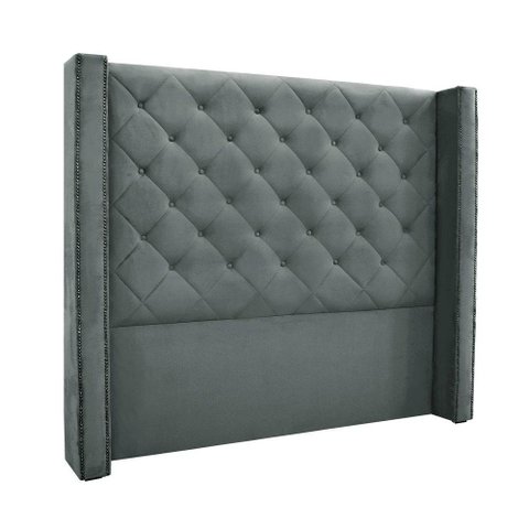Cabeceira Cama Box Solteiro 90cm e Recamier Vicenza Veludo Cinza S04 - D'Rossi