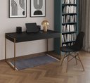 Ver imagem 1 de Escrivaninha Industrial Malta 137x53 Ferro Dourado Tampo Preto