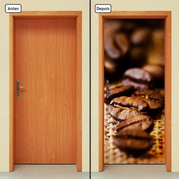 Adesivo Decorativo de Porta - Grãos de Café - 030cnpt - 1