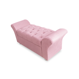 Conjunto Cabeceira Geovana e Recamier Veneza Baú Casal 140 Cm Corano Rosa Bebe - Incasa Decor - 3