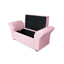 Ver imagem 4 de Conjunto Cabeceira Geovana e Recamier Veneza Baú Casal 140 Cm Corano Rosa Bebe - Incasa Decor