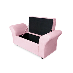 Conjunto Cabeceira Geovana e Recamier Veneza Baú Casal 140 Cm Corano Rosa Bebe - Incasa Decor - 4