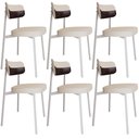 Ver imagem 1 de Kit 06 Cadeiras Estofada para Sala de Jantar Astrid Branco C01 Linho Palha Courino Café - Lyam Decor