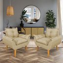 Ver imagem 1 de Kit 2 Poltronas Opala Decorativa Luxo Linho Dourado Sky Mobile