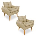 Ver imagem 2 de Kit 2 Poltronas Opala Decorativa Luxo Linho Dourado Sky Mobile