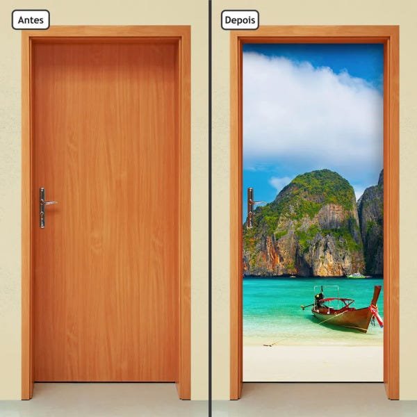Adesivo Decorativo de Porta - Natureza - Praia - 1545cnpt - 1