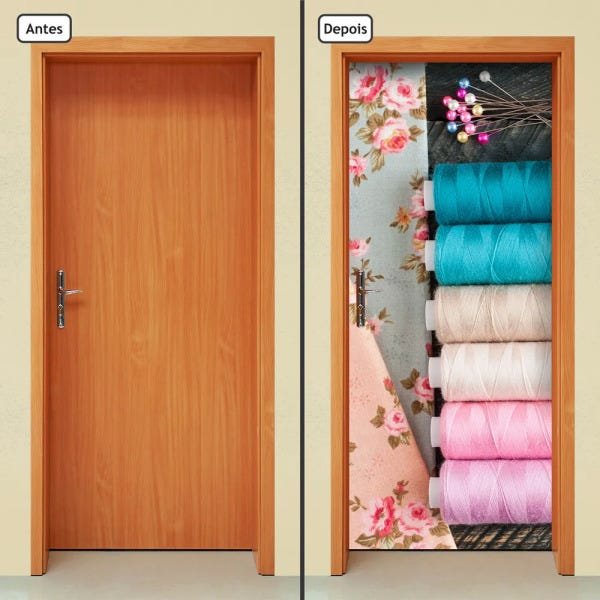 Adesivo Decorativo de Porta - Costura - 1616cnpt - 1