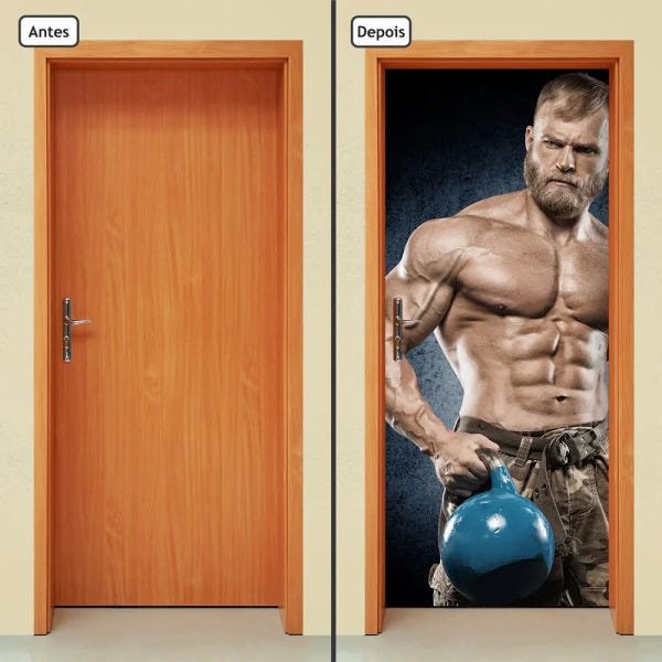 Adesivo Decorativo de Porta - Fitness - 1185cnpt - 1
