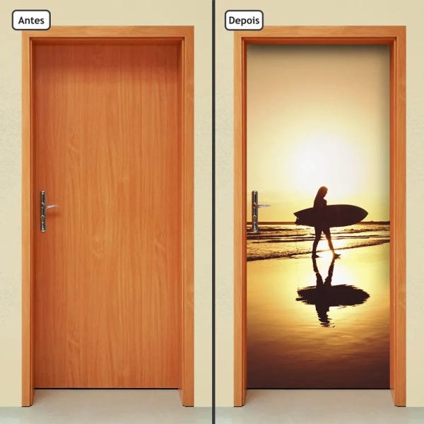 Adesivo Decorativo de Porta - Surfista - Surf - 145cnpt - 1