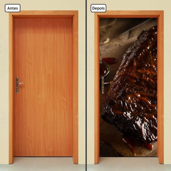 Adesivo Decorativo de Porta - Carne - 485cnpt - 1