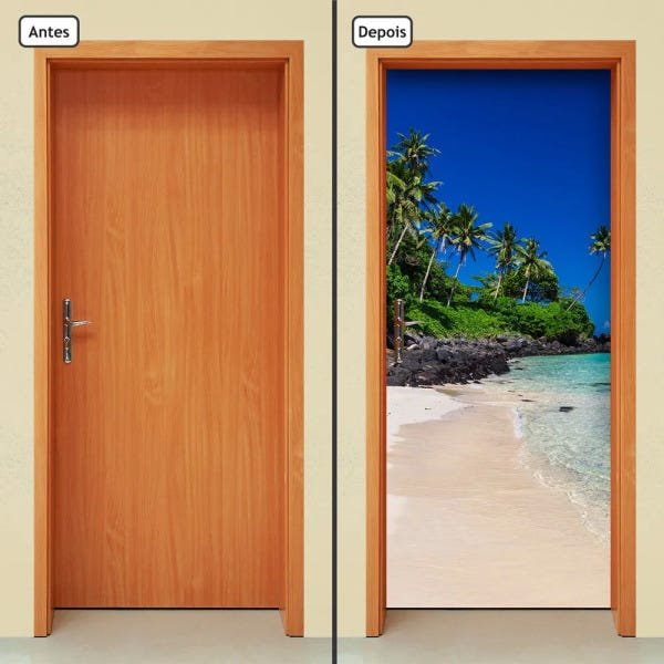 Adesivo Decorativo de Porta - Natureza - Praia - 1538cnpt - 1