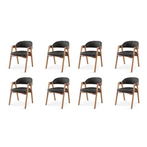 Kit 8 Cadeiras para Mesa de Jantar Gaia Yescasa Preto